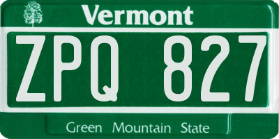 VT license plate ZPQ827