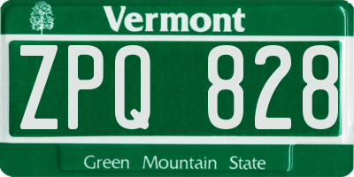 VT license plate ZPQ828