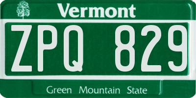 VT license plate ZPQ829