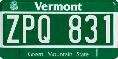 VT license plate ZPQ831