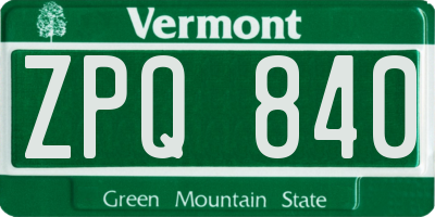 VT license plate ZPQ840