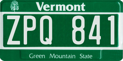 VT license plate ZPQ841