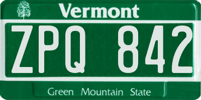 VT license plate ZPQ842