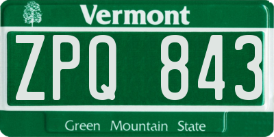 VT license plate ZPQ843