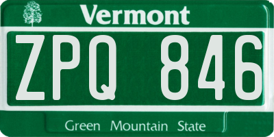 VT license plate ZPQ846