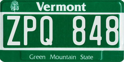 VT license plate ZPQ848