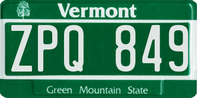 VT license plate ZPQ849