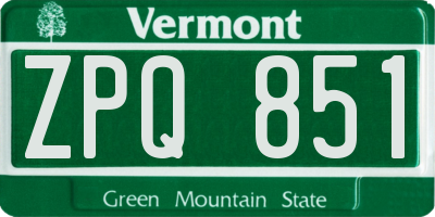 VT license plate ZPQ851