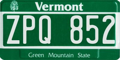 VT license plate ZPQ852