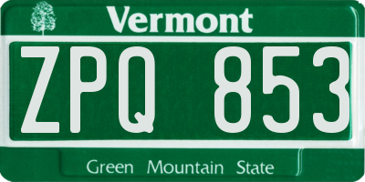 VT license plate ZPQ853