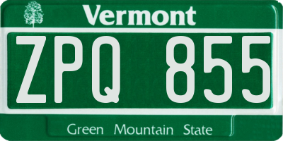 VT license plate ZPQ855
