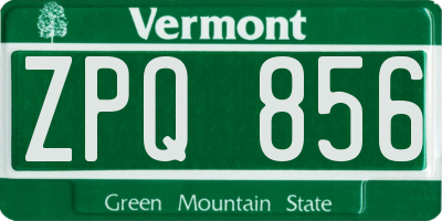 VT license plate ZPQ856