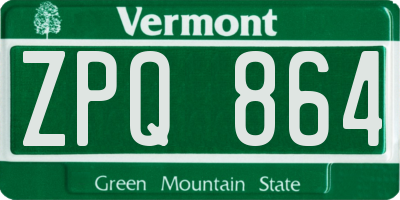 VT license plate ZPQ864