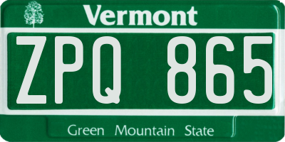 VT license plate ZPQ865