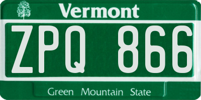 VT license plate ZPQ866