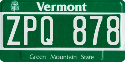 VT license plate ZPQ878