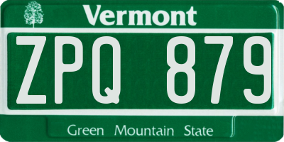 VT license plate ZPQ879