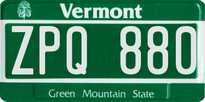 VT license plate ZPQ880