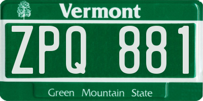 VT license plate ZPQ881