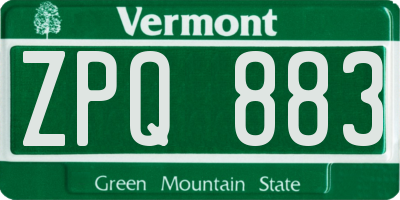 VT license plate ZPQ883