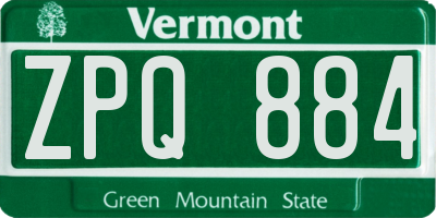 VT license plate ZPQ884