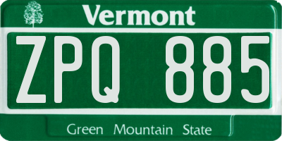 VT license plate ZPQ885