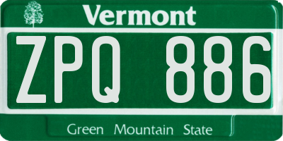 VT license plate ZPQ886