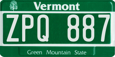 VT license plate ZPQ887