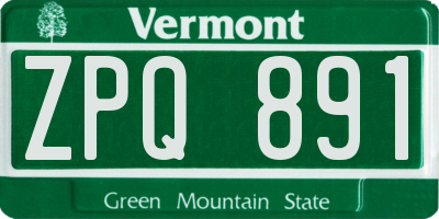 VT license plate ZPQ891