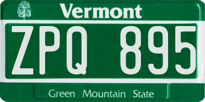 VT license plate ZPQ895