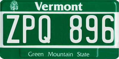 VT license plate ZPQ896