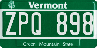 VT license plate ZPQ898
