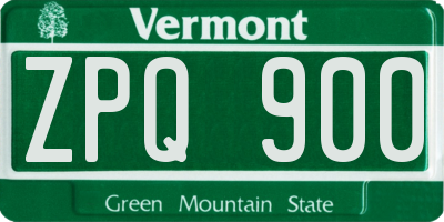 VT license plate ZPQ900