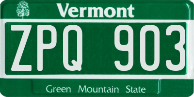 VT license plate ZPQ903