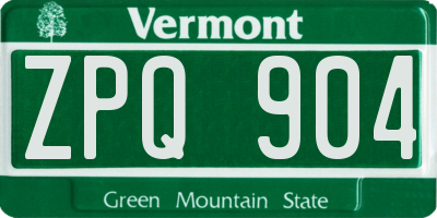 VT license plate ZPQ904