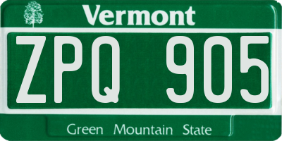 VT license plate ZPQ905