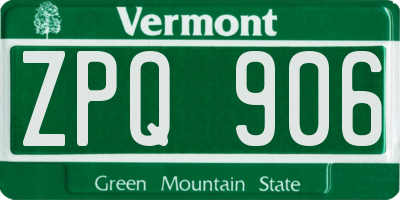 VT license plate ZPQ906
