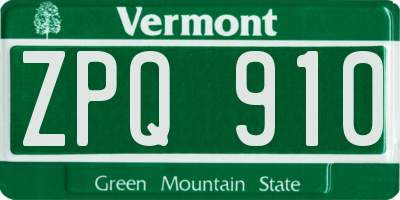 VT license plate ZPQ910