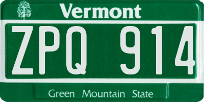 VT license plate ZPQ914