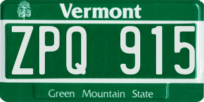 VT license plate ZPQ915