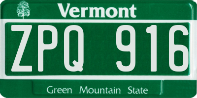 VT license plate ZPQ916