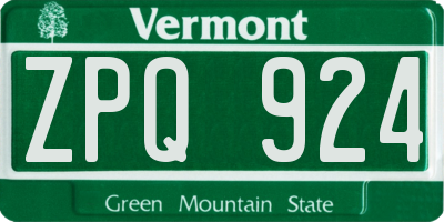 VT license plate ZPQ924