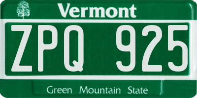 VT license plate ZPQ925
