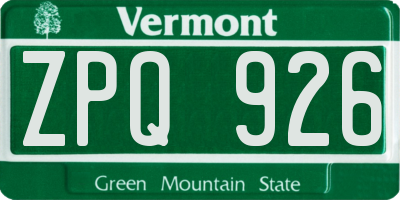 VT license plate ZPQ926