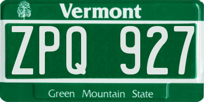 VT license plate ZPQ927
