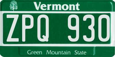 VT license plate ZPQ930