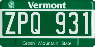 VT license plate ZPQ931