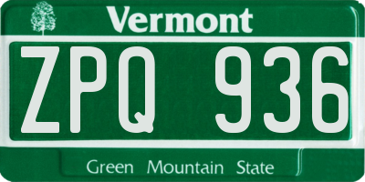 VT license plate ZPQ936