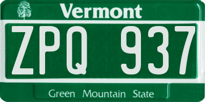 VT license plate ZPQ937