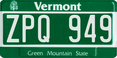 VT license plate ZPQ949